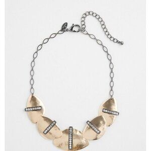 Chico's Pavé Bib Necklace Embellished Goldtone $69 NEW